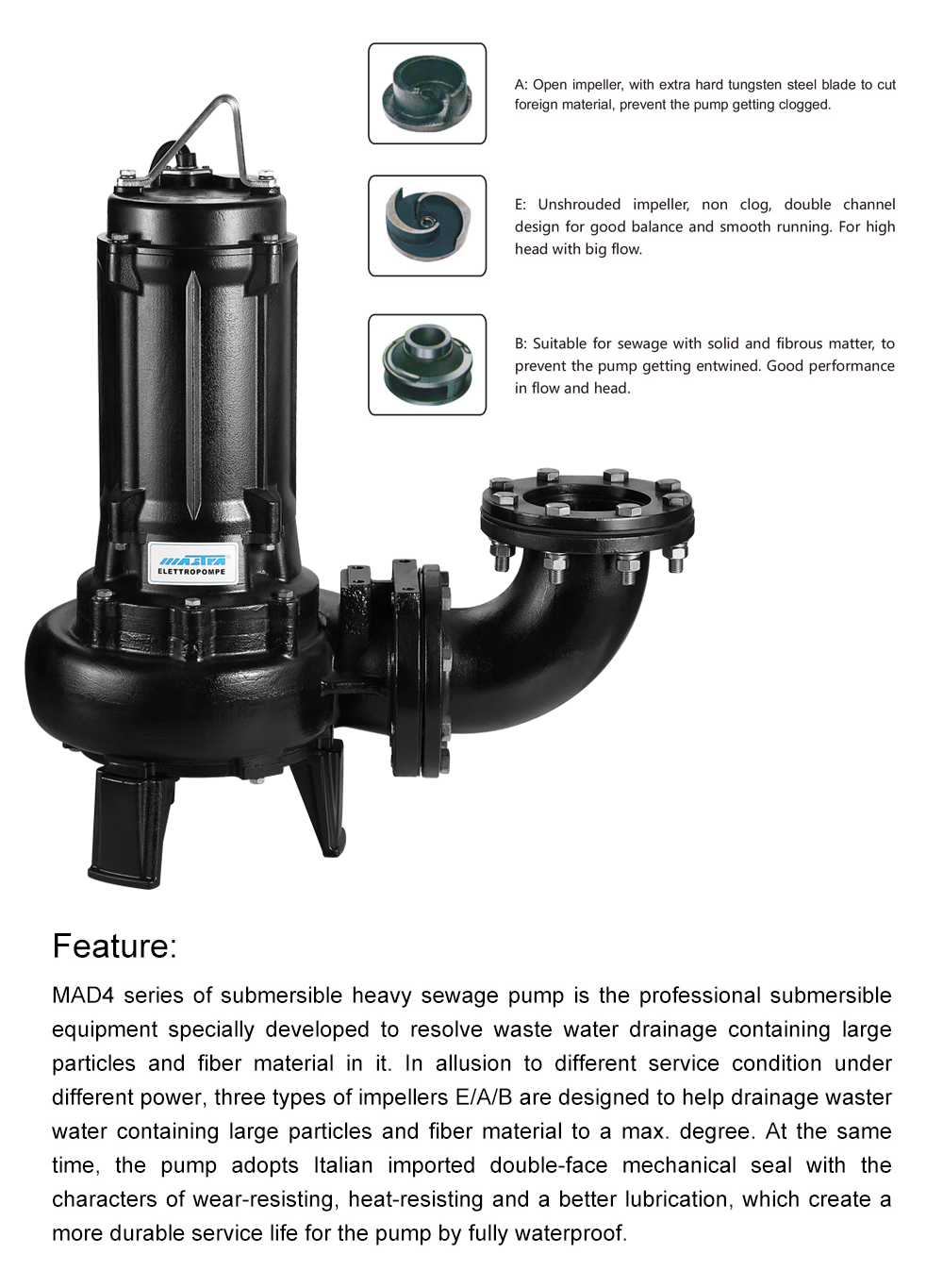 2sewage pump with vertical float