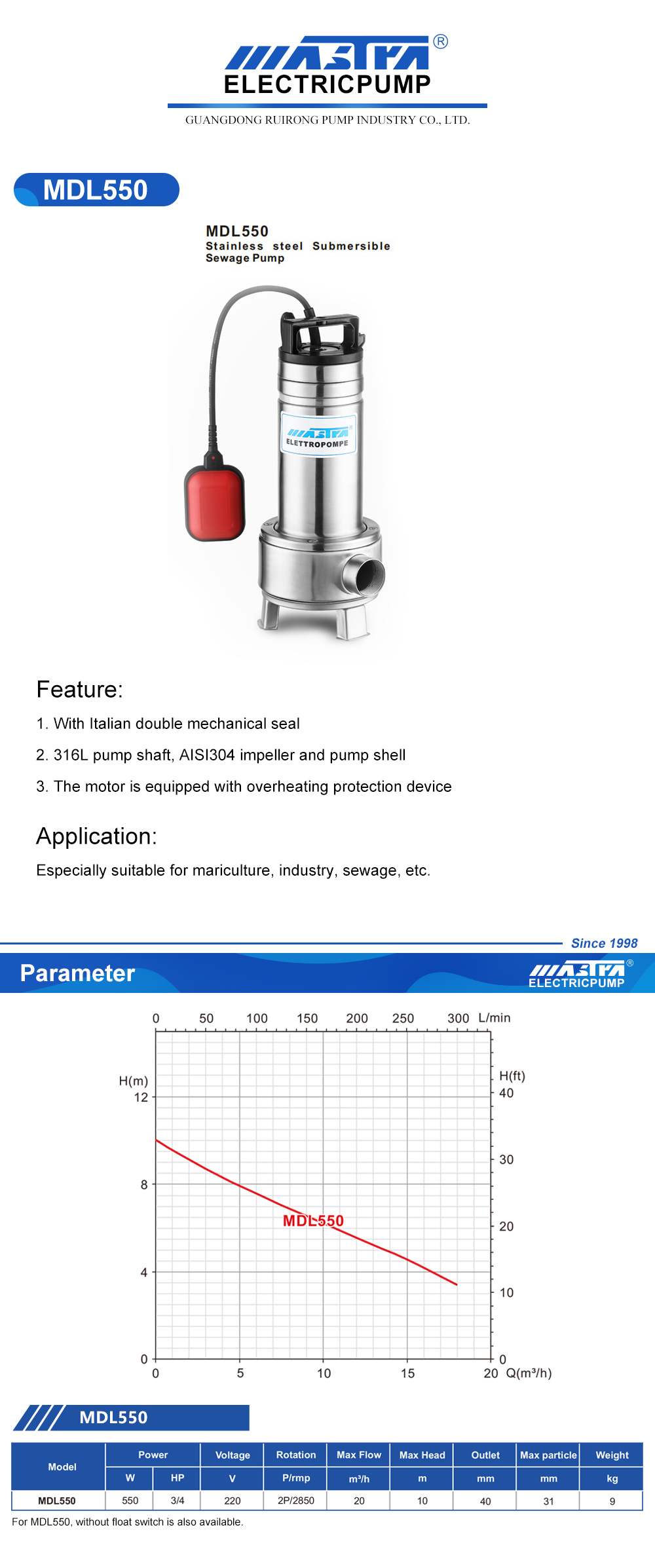 automatic sewage pump